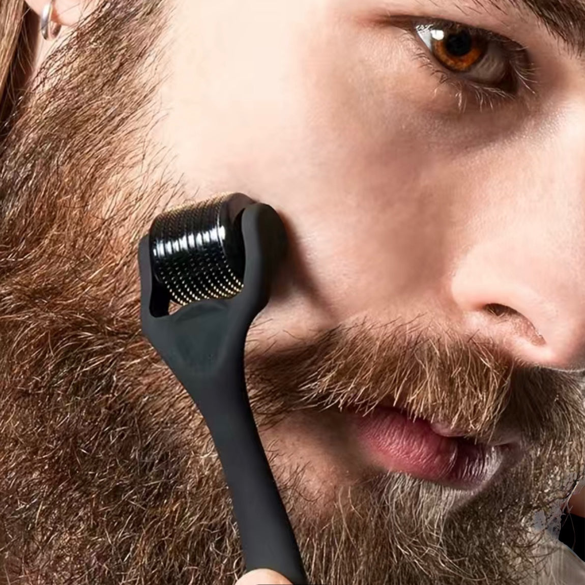 222 Black Micro Derma Needle Hair And Beard Therapy Roller For Men